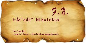 Főző Nikoletta névjegykártya